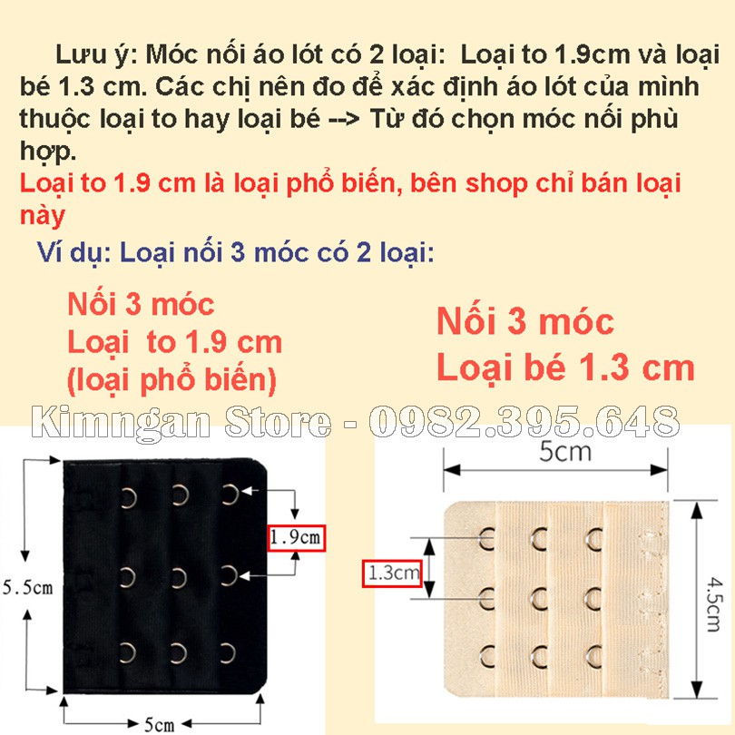 [Mã WAMT1505 giảm 10K đơn 0K] Miếng nới rộng dây áo lót, Móc nối dây áo ngực bầu và sau sinh loại 3 móc, 4 móc PK01