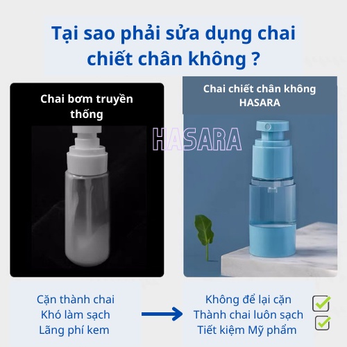 Chai chiết mỹ phẩm, chai chiết chân không cao cấp chống ôxi hoá Jordan&amp;judy