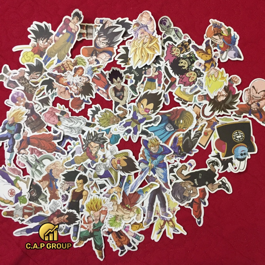 Set 100 Sticker Dragon Ball Super hình dán 7 Viên ngọc rồng chống nước dán mũ bảo hiểm laptop xe máy