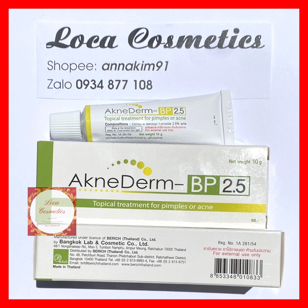 [SẴN 10g] Aknederm BP5% - Kem hỗ trợ giảm mụn bọc, sưng, mủ