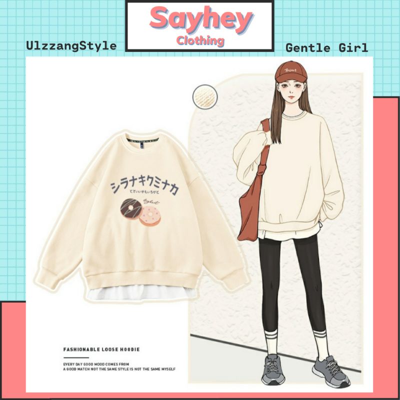 Áo Sweater Nỉ Donut Tay Bồng Form Rộng Phong Cách Ulzzang - Sayhey Clothing | BigBuy360 - bigbuy360.vn