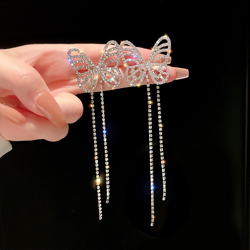 Bông Tai Hình Bướm Đính Đá Lấp Lánh Thời Trang Hàn Quốc