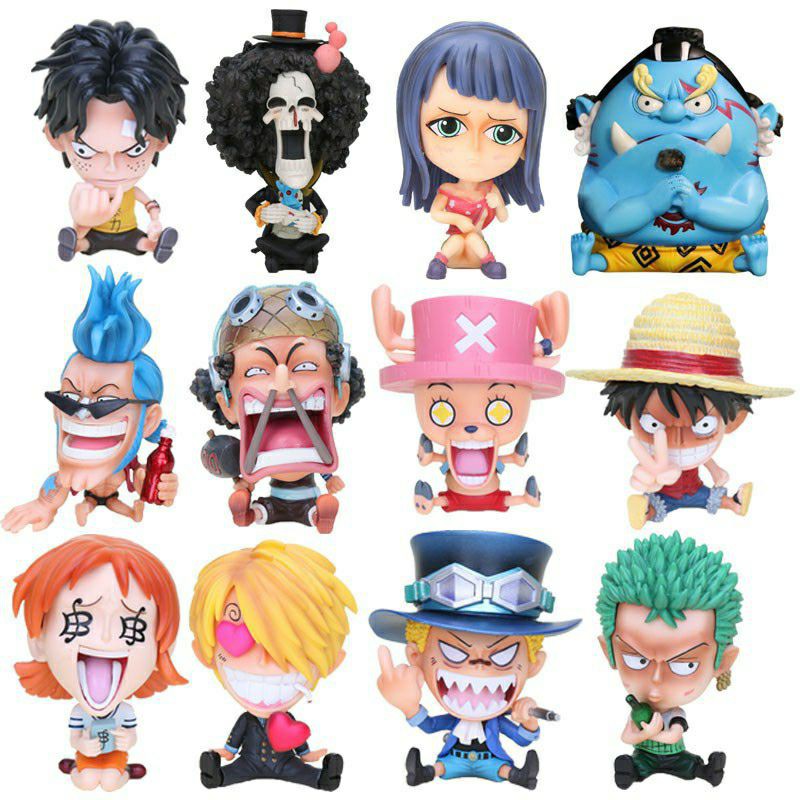 Mô hình Nhân vật One Piece chibi ngộ nghĩnh cute full nhân vật băng mũ rơm râu đen sabo onepiece