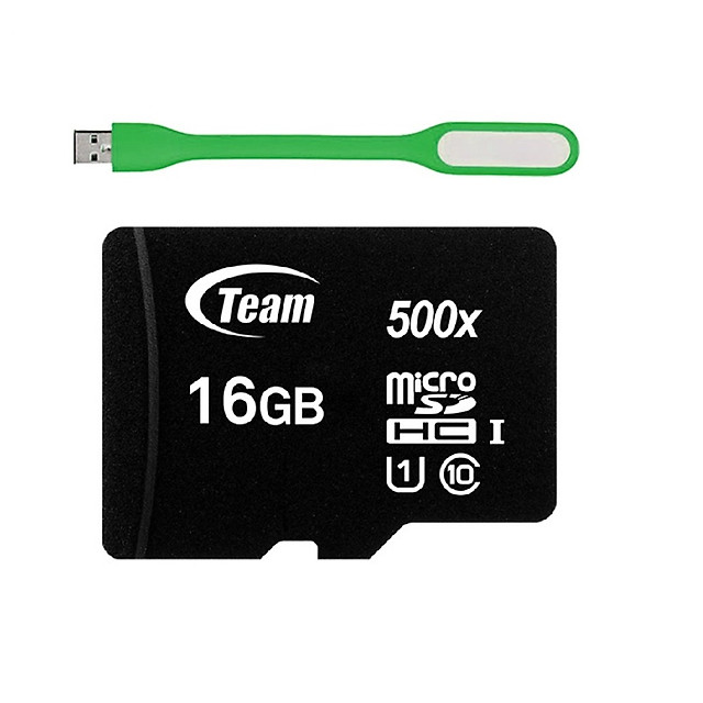 Thẻ Nhớ 16GB Micro SDHC Team 500x Class 10 U1-80MB/s (Đen) - Hàng Chính Hãng + Tặng Đèn Led