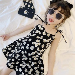 Đầm dây mùa hè cho bé gái họa tiết bông cúc BOBORA