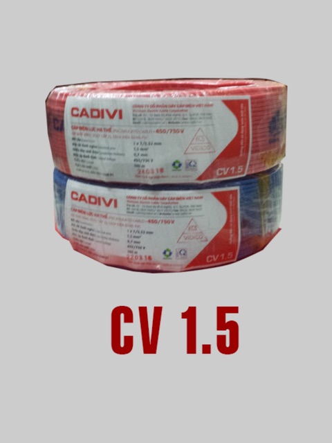 Dây điện đơn CADIVI 1.5 mm2 CV 1.5 cuộn 100m