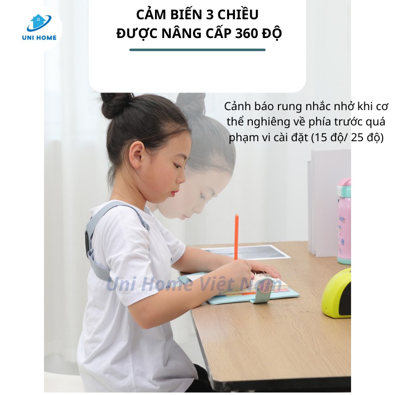 Đai chống gù lưng SMART POSE điều chỉnh tư thế thông minh, cảm biến báo rung, đếm số lần ngồi sai - Bảo hành 06 tháng