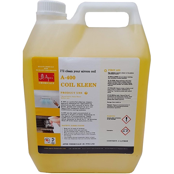 Can nước rửa chất tẩy COIL KLEEN A400 5 lít rửa vệ sinh hệ thống máy điều hòa không khí, dàn lạnh, dàn nóng điều hòa