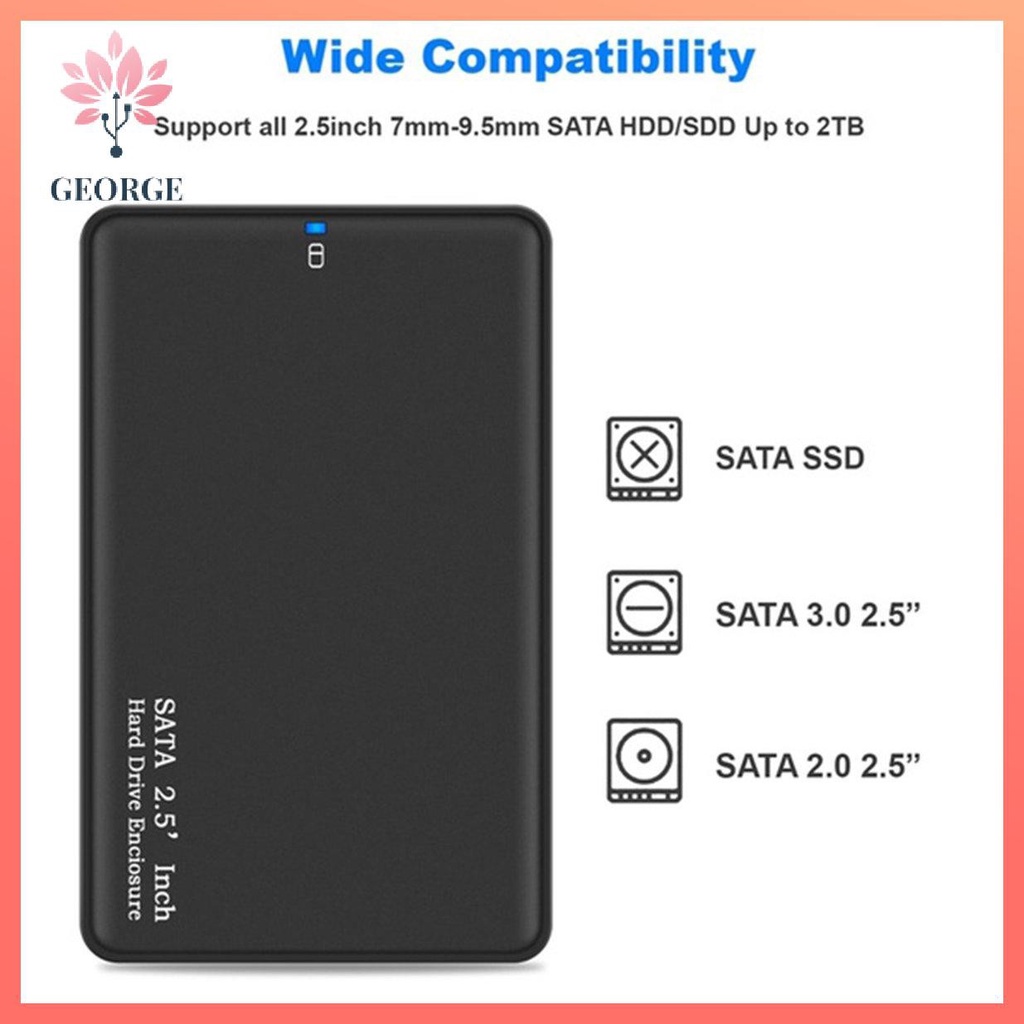 Box ổ cứng 3.0 dùng cho ổ SSD, HDD 2.5 inch, có đèn báo