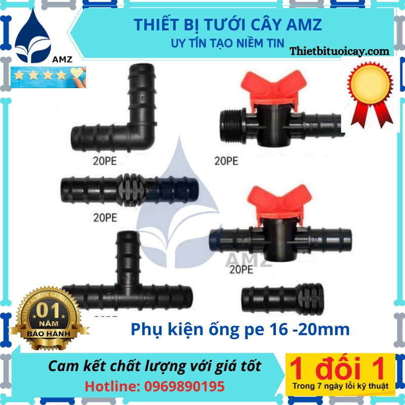 Phụ kiện ống PE 16mm - dành cho hệ thống tưới tự động trong nông nghiệp