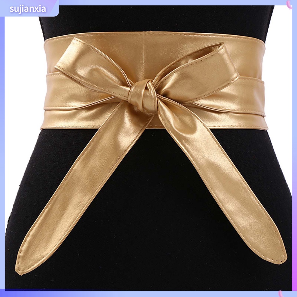 Sujianxia| Thắt Lưng Giả Da Màu Trơn Phong Cách Thanh Lịch Cho Nữ