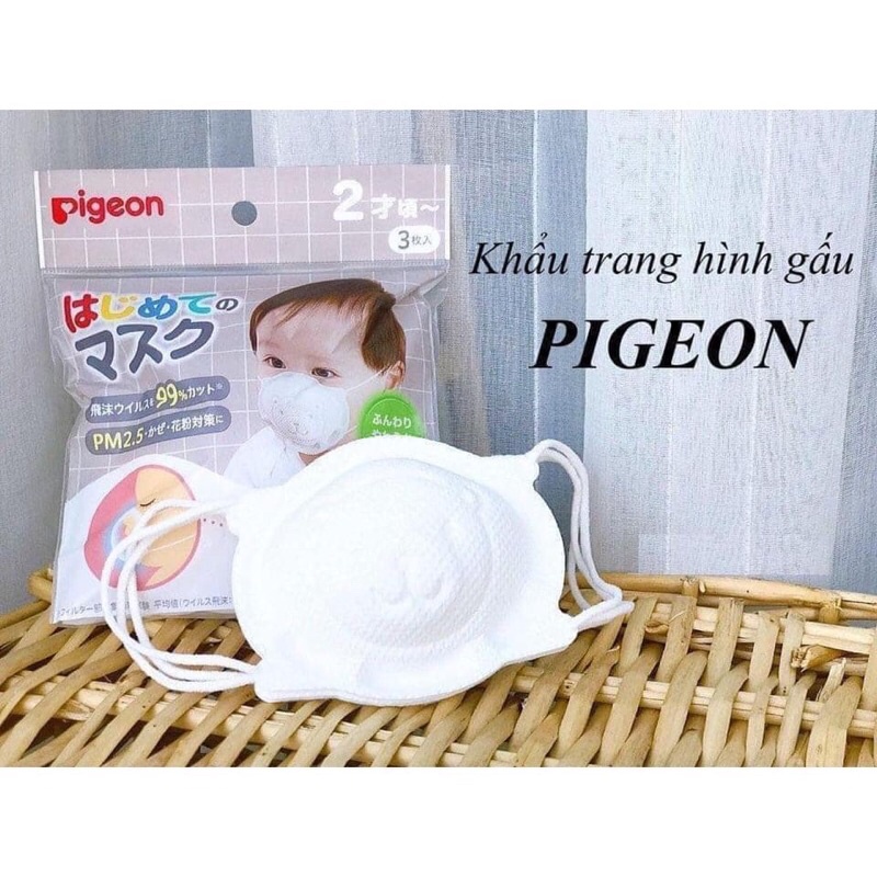 Set 3 Chiếc Khẩu Trang Gấu Pigeon Cho Bé