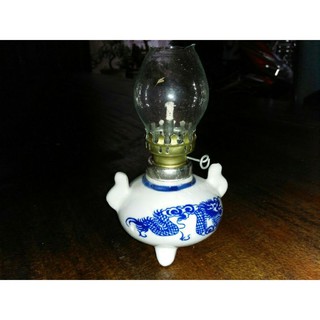 Đèn dầu sứ lùn bóng hột vịt đèn trang trí cổ điển