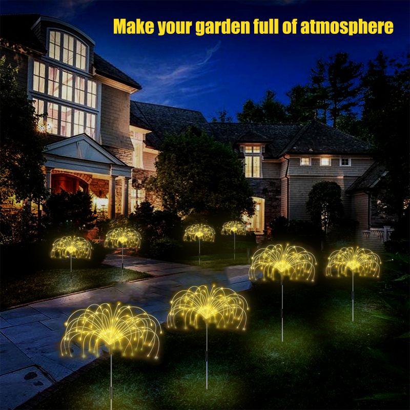 Đèn Led 6 Bóng Sử Dụng Năng Lượng Mặt Trời Chống Thấm Nước Hình Pháo Hoa Trang Trí Sân Vườn