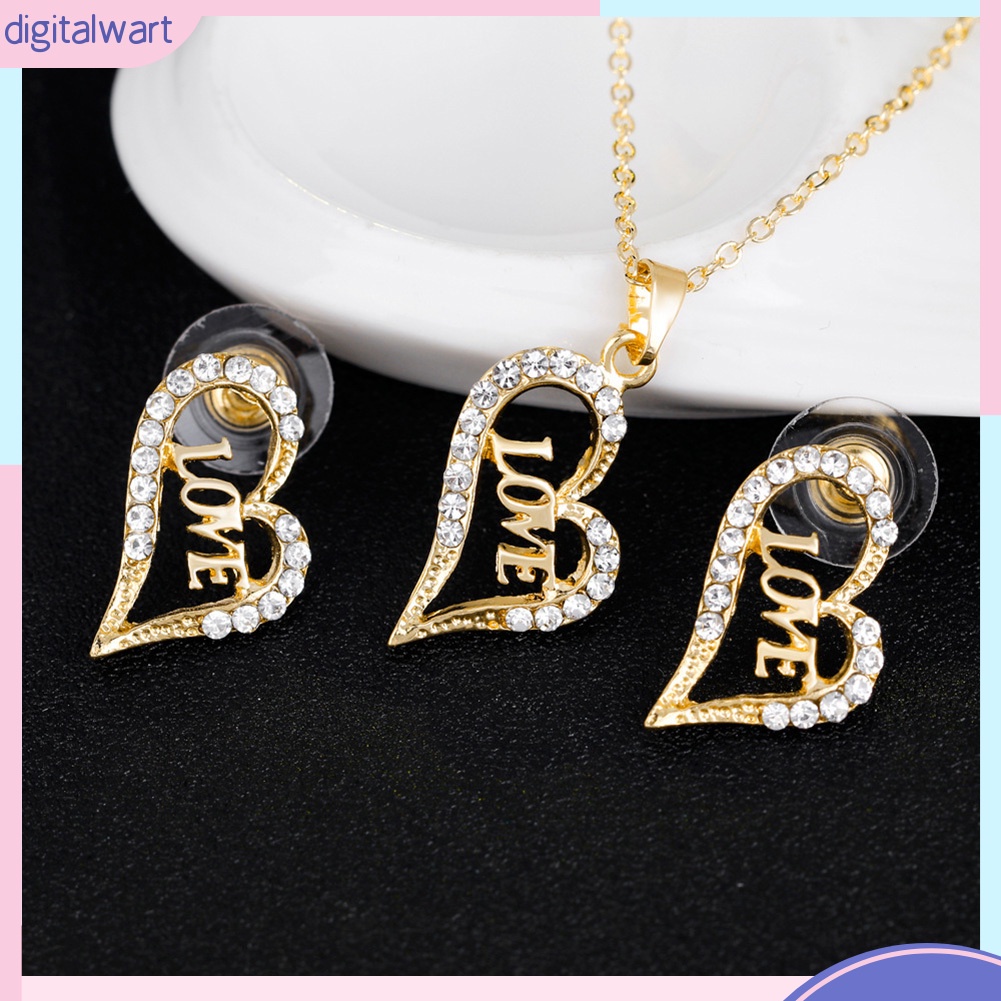 Bộ trang sức hợp kim hình trái tim đính đá thời trang sang trọng dành cho nữ