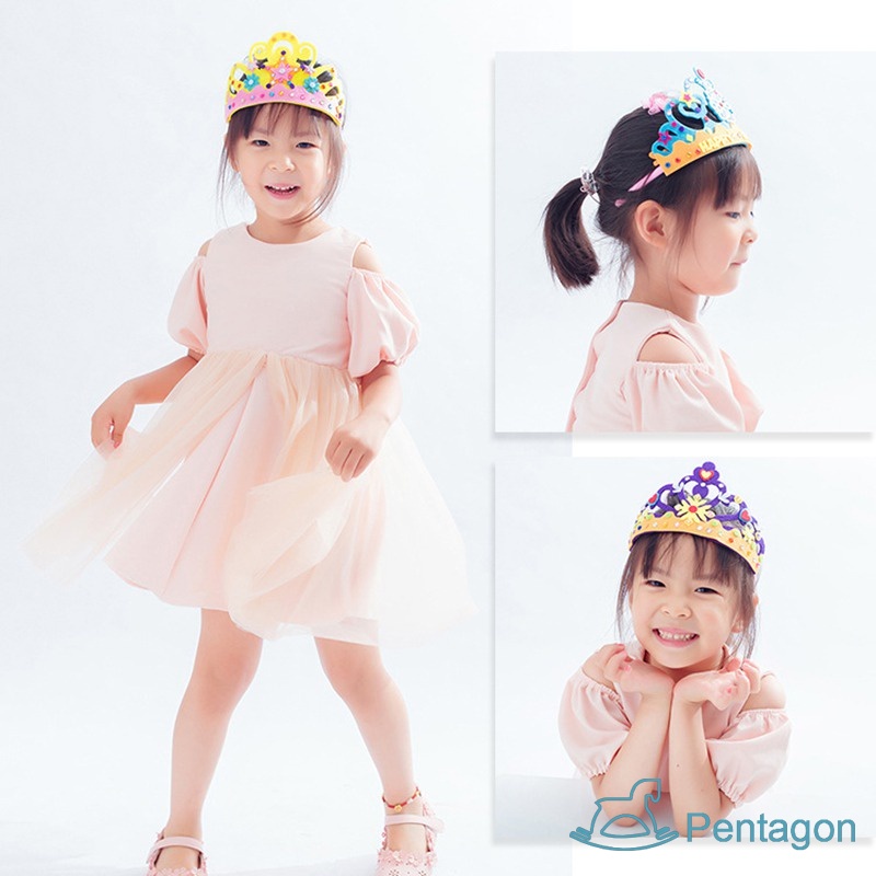 Vương Miện Vải Không Dệt Đính Vương Miện Làm Thủ Công Cho Bé