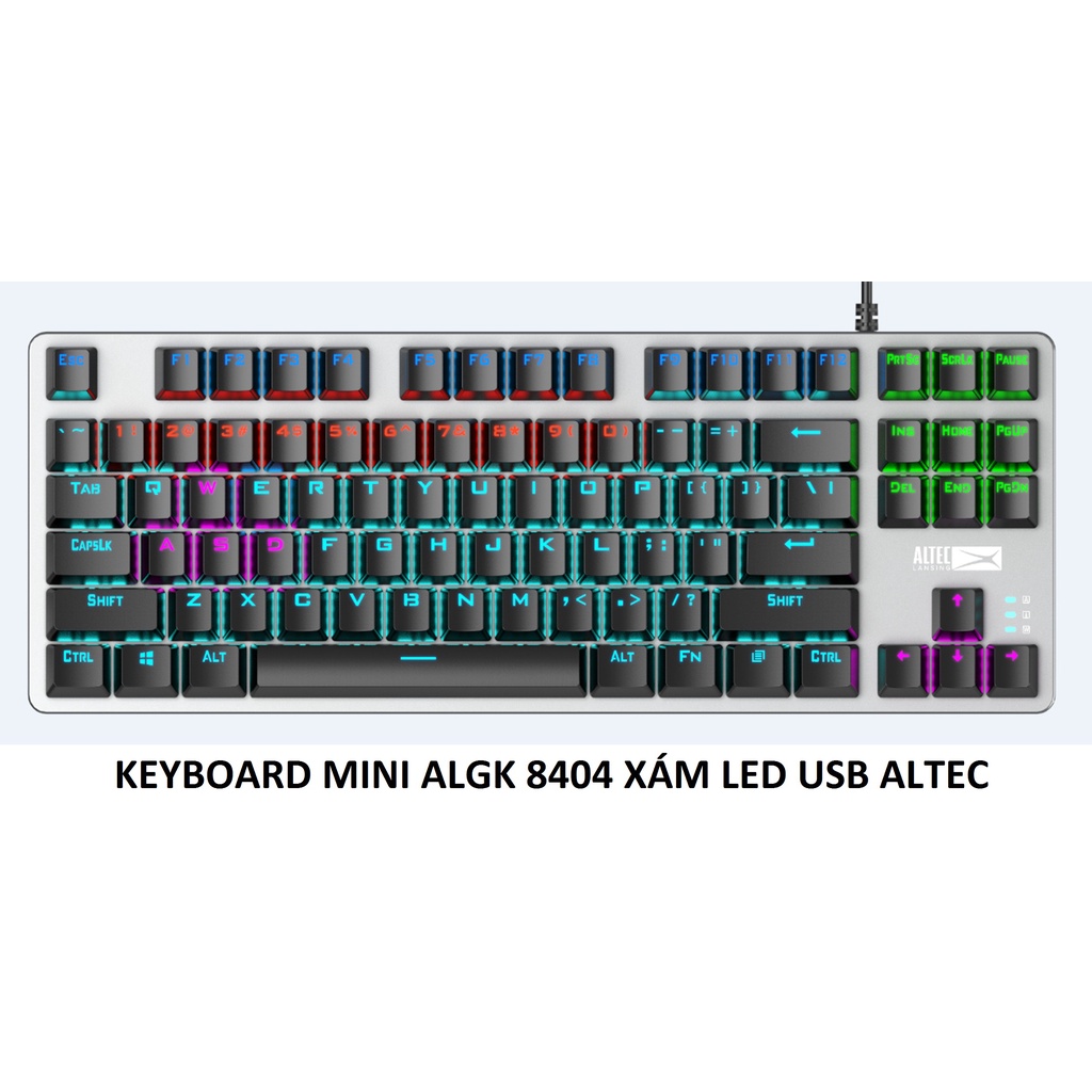 BÀN PHÍM ALTEC ALGK 8404 USB LED  BẠC switch nâu  ,BÀN PHÍM CƠ BROWN SWITCH chuyên chơi game-Hàng chính hãng