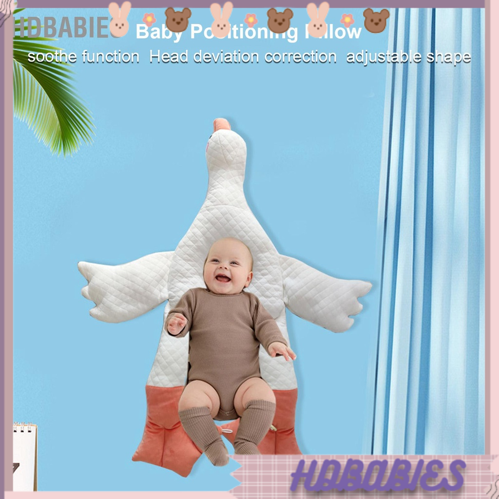 HDbabies Gối định vị cho bé dễ thương Thiết kế hình ngỗng lớn màu trắng Thoải mái mềm mại thoáng khí đầu trẻ sơ sinh