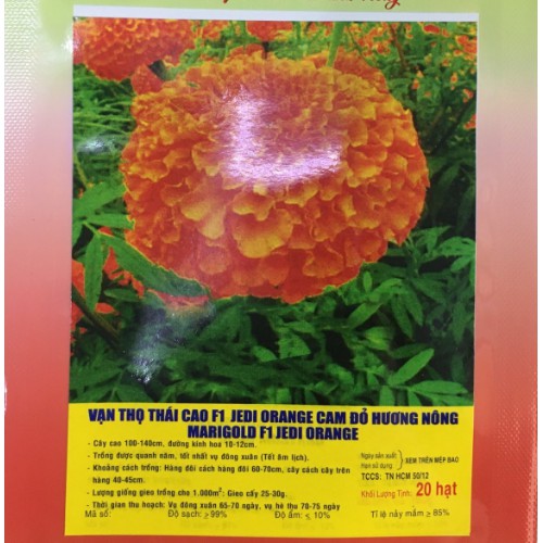HẠT GIỐNG HOA VẠN THỌ THÁI F1 CAO MÀU CAM ĐỎ - GÓI 20 HẠT