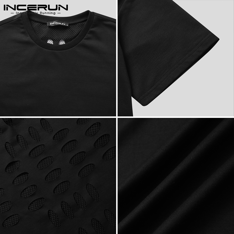 Áo thun INCERUN tay ngắn dáng rộng thoáng khí hợp thời trang dành cho bạn nam