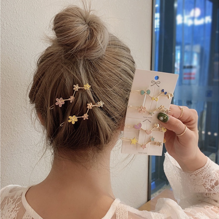 Kẹp Tóc Hình Nơ / Ngôi Sao / Bông Hoa Đơn Giản Phong Cách Hàn Quốc Cho Nữ