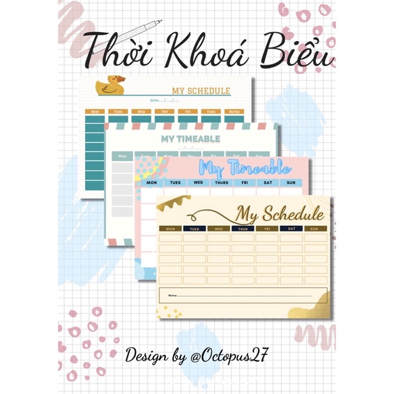 [ Thời Khoá Biểu ] Thời Khoá Biểu Thiết Kế( 1 Tờ )