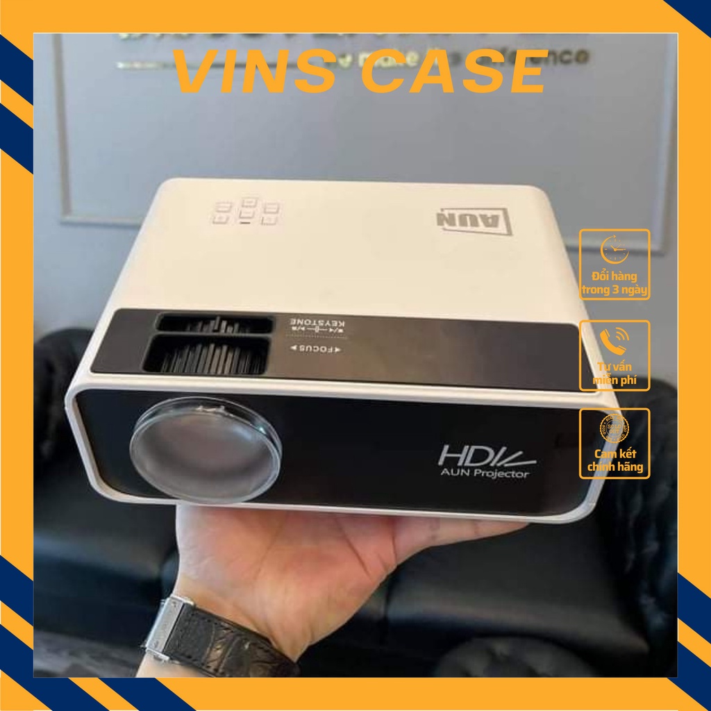Máy chiếu mini AUN HD C90 - Độ phân giải thực chuẩn HD - Kết nối điện thoại.