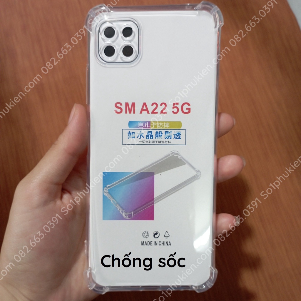 Ốp lưng Samsung A22 5G dẻo trong cao cấp có viền bảo vệ camera, chống sốc