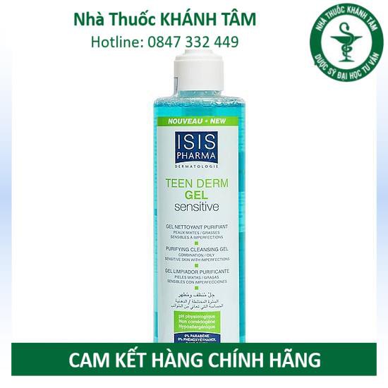 ! Gel rửa mặt da nhạy cảm giảm nhờn-ngừa mụn ISIS Pharma Teen Derm Gel Sensitive 250ml ! !