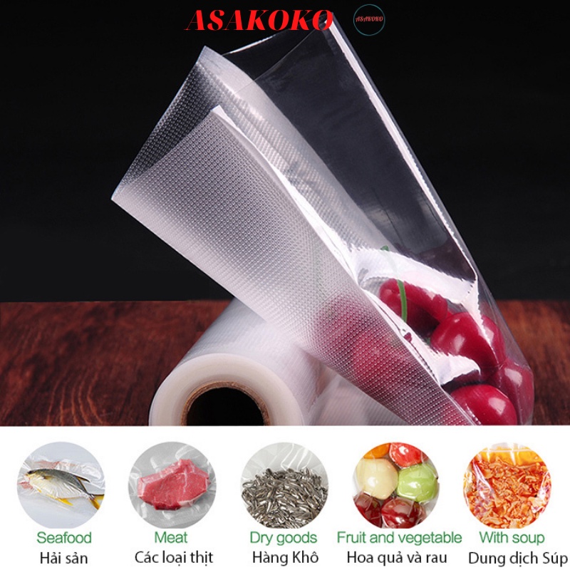 Túi hút chân không nhám 1 mặt túi đựng thực phầm hút chân không combo 50 túi đựng từ 700g>1,3kg thực phẩm một túi