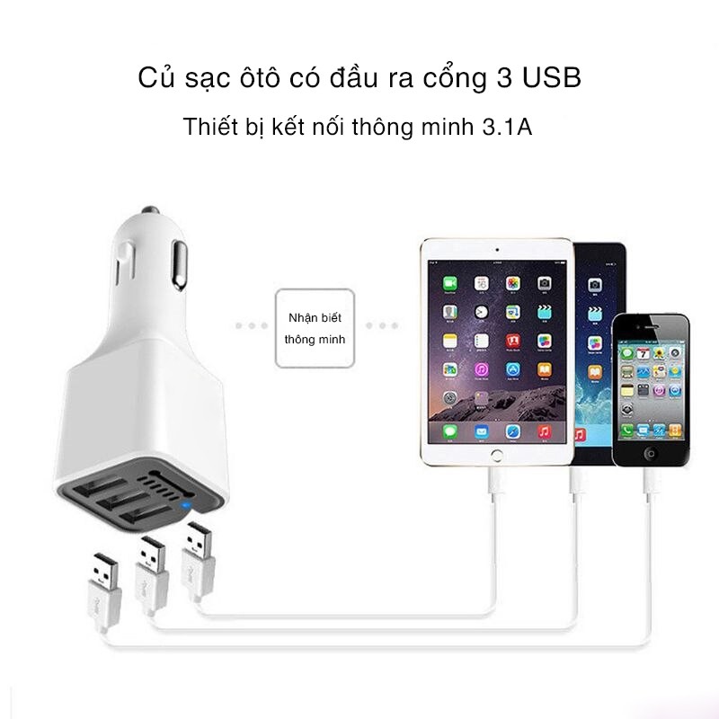 Củ sạc oto Bagi CC-S80, 3USB – 2A khử mùi  bảo hành 12 tháng