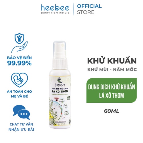 Xịt khử khuẩn Lá Xô Thơm Heebee tự nhiên hiệu quả diệt khuẩn 99.9% dạng xịt tay 60ml | BigBuy360 - bigbuy360.vn