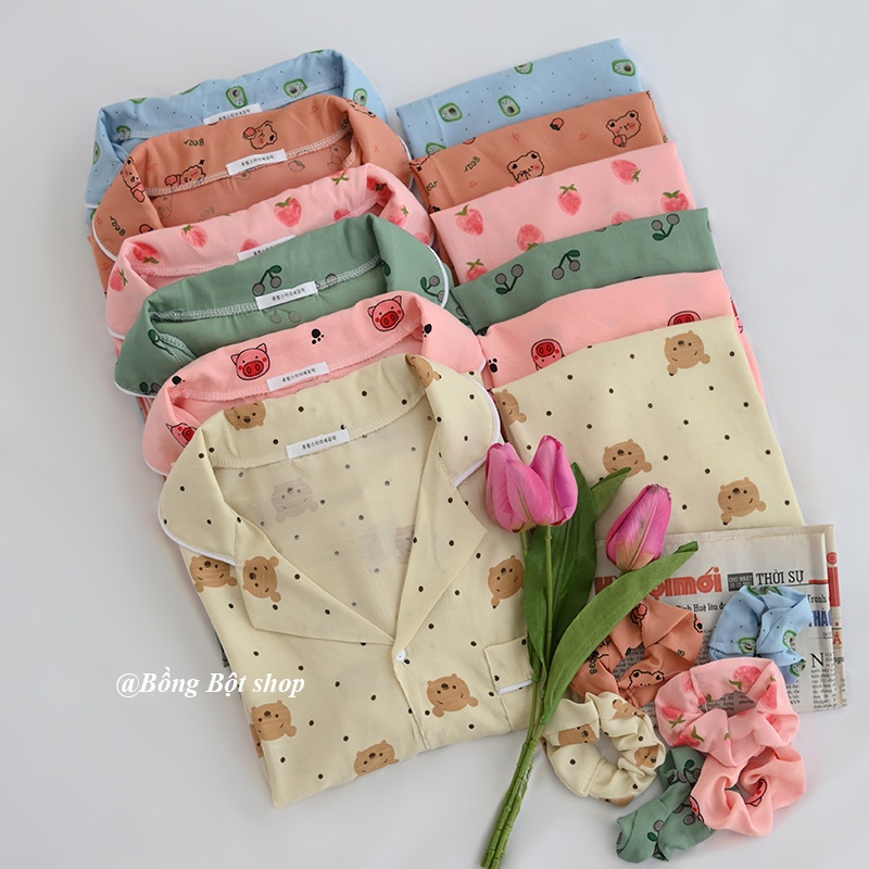 TẶNG KÈM SCRUCHIES BỘ ĐỒ NGỦ MẶC NHÀ ĐŨI HỌA TIẾT HOT HÈ 2022