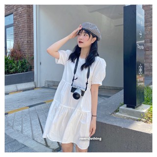 Váy babydoll bánh bèo | xòe tầng có nơ | tay phồng | freesize