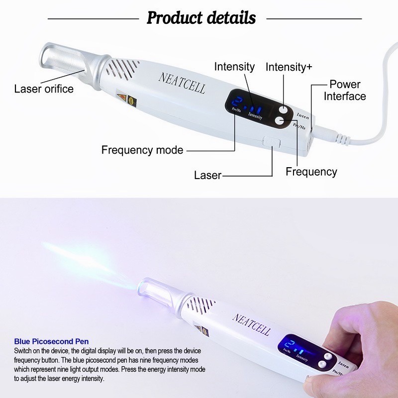 Máy Neatcell Laser Xanh- Xoá nám, tàn nhang, nốt ruồi, đốm đen; Xoá xăm diện rộng với hình xăm nhiều màu sắc