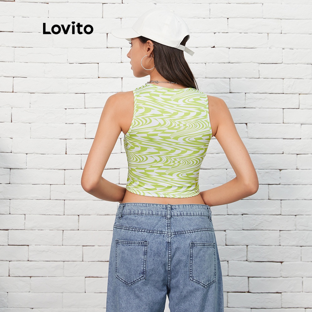 Áo tank top Lovito màu xanh lá L07082 | BigBuy360 - bigbuy360.vn