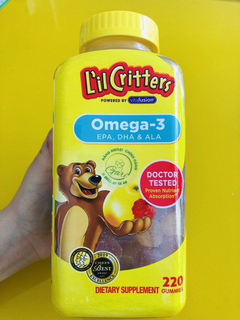 Kẹo Dẻo Gấu omega 3 L’il Critter 220 viên