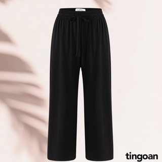 Quần ống rộng xuông đũi mát chun co giãn đen tingoan BENNY CULOTTES/BL