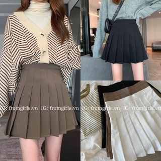 Chân váy tennis trơn, chân váy xếp li đen trắng basic - CV06FG