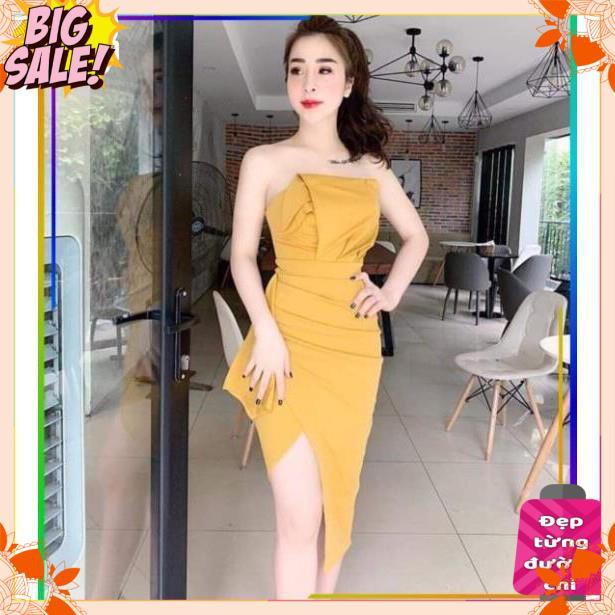 [HÀNG CAO CẤP] Đầm cúp ngực xẻ tà nhúng bèo kèm mút | BigBuy360 - bigbuy360.vn