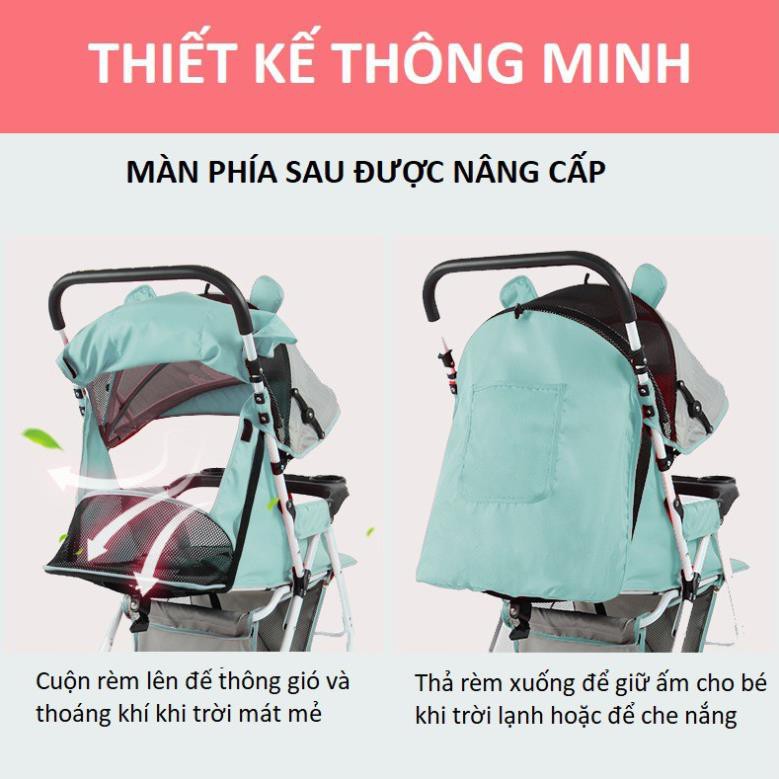 [SẴN HÀNG HCM] XE ĐẨY TRẺ EM 2 CHIỀU CAO CẤP CÓ GIẢM XÓC 600D - XE ĐẨY EM BÉ - XE ĐẨY CHO BÉ