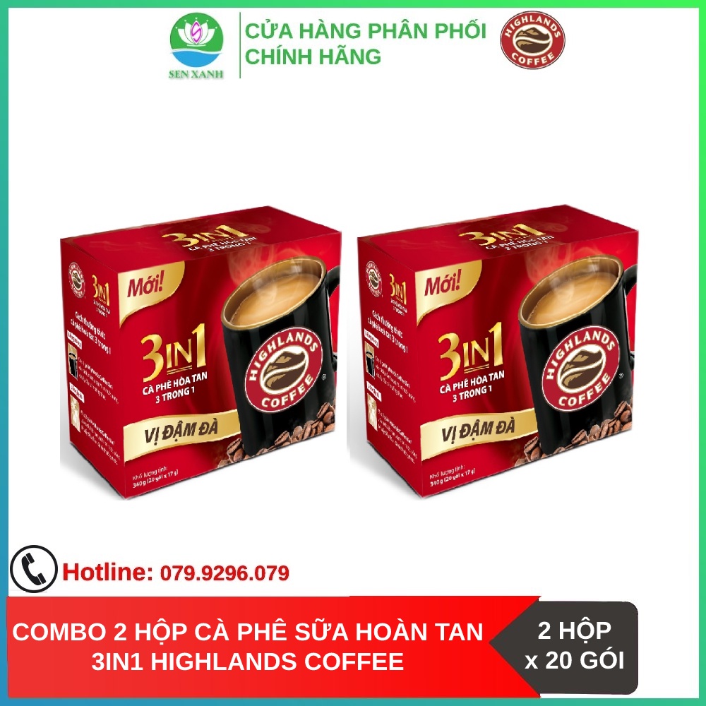 [SenXanh CAFE] Combo 2 hộp Cà phê hòa tan 3in1 Highlands Coffee 20 gói - 17g | BigBuy360 - bigbuy360.vn