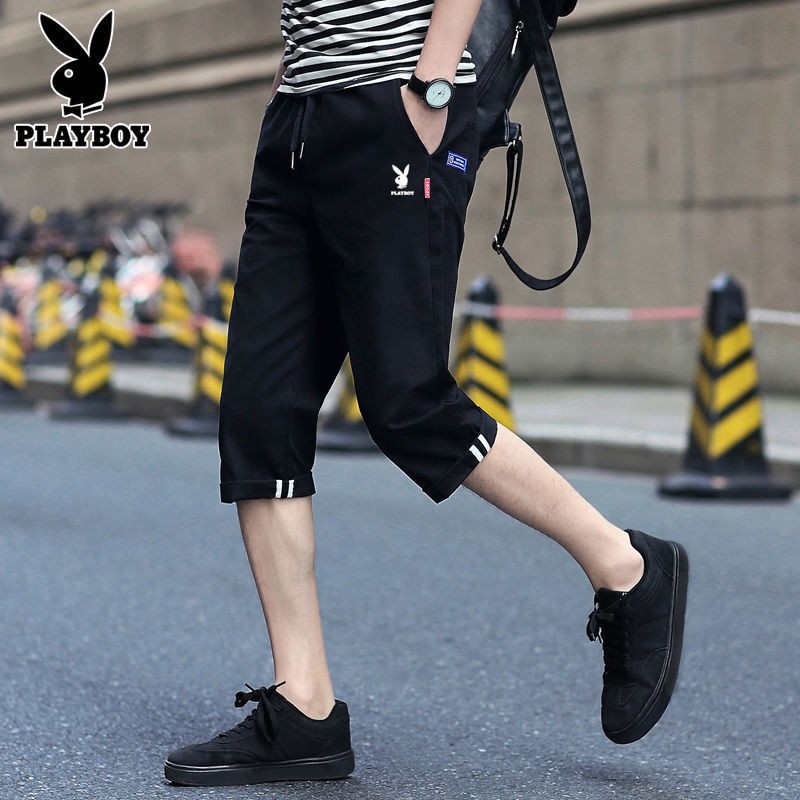 đẹp giá đặc biệtBông mùa hè Playboy quần tây nam mỏng cắt ngắn phong cách hàn quốc ống rộng ôm vừa vặn cộng với s1