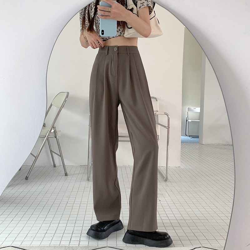 Quần ống rộng SUXI lưng cao tôn dáng thời trang phong cách Hàn Quốc dành cho nữ