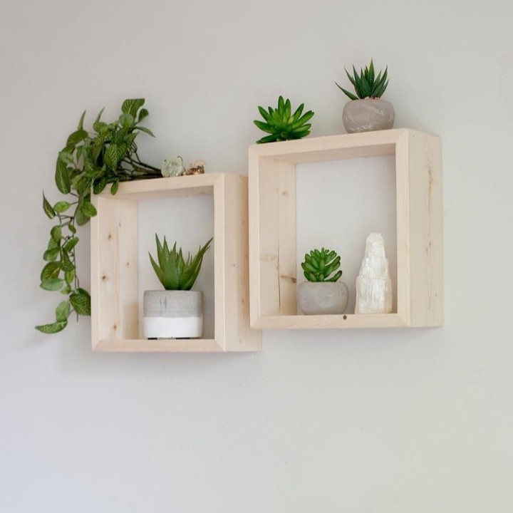 Kệ Gỗ Vuông Trang Trí Tường/ Square Wood Shelf/ Cạnh 40cm, 45cm - Mộc. Home