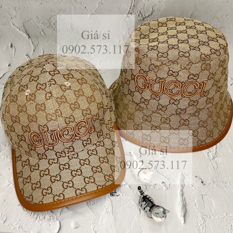 Cặp nón kết lưỡi trai - bucket GG thêu chữ nâu thời trang cá tính cao cấp nam nữ