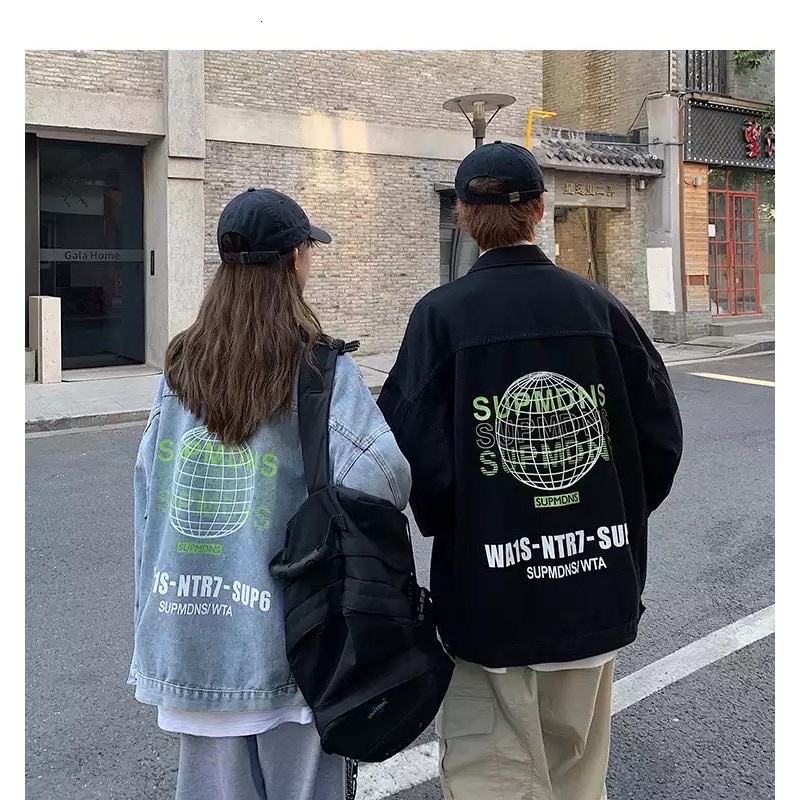 Áo Khoác Jean Unisex Outfits Nam Nữ Form Rộng  - Áo Khoác Bò Phong Cách Hàn Quốc