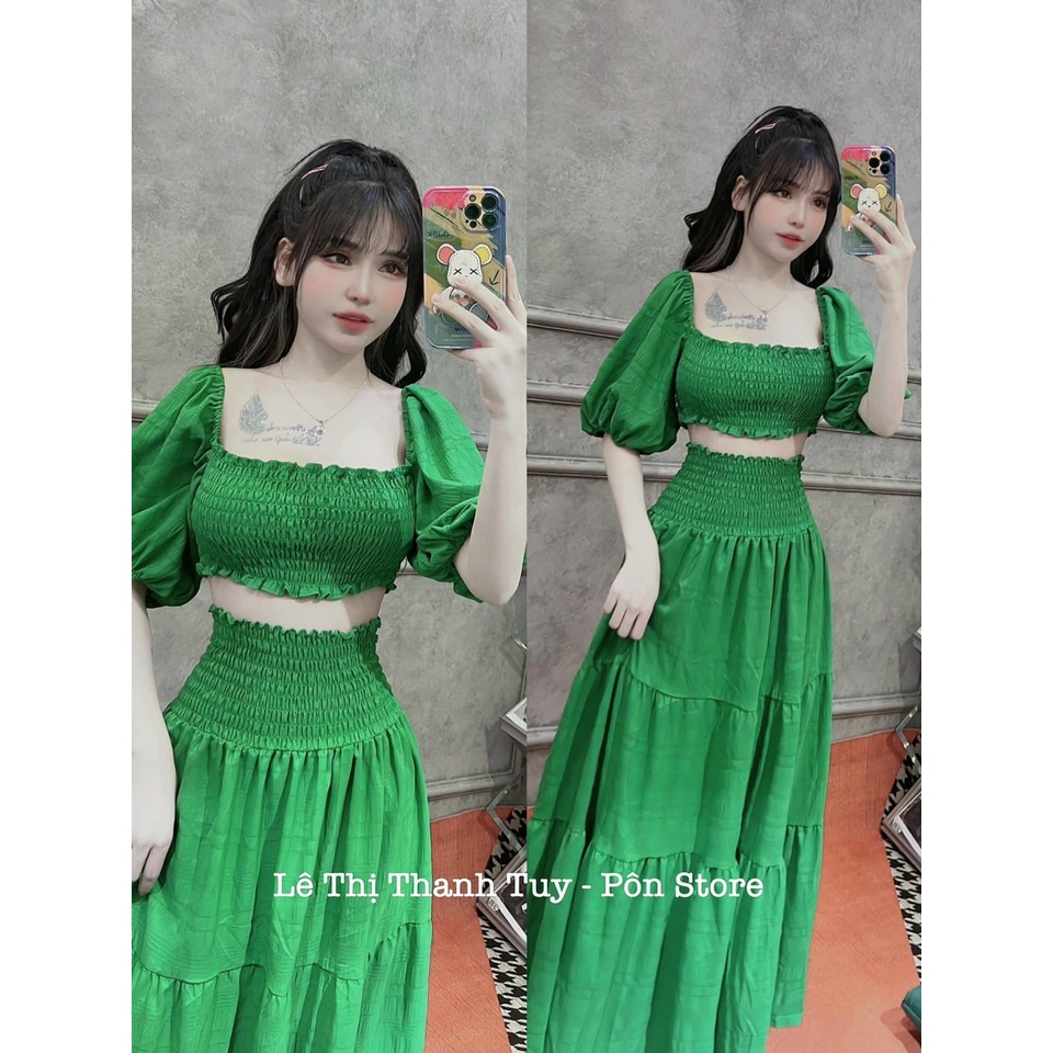 Đầm maxi đi biển cao cấp hai dây nhỏ dập ly xoắn ngực siêu đẹp