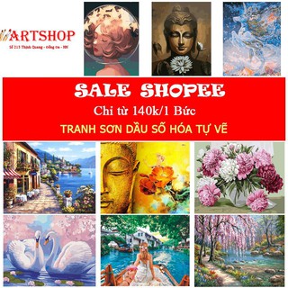 [Mã SKAMLTSM9 giảm 10% đơn 99K] Tranh tô màu theo số đã căng khung - Album bán chạy nhất đã căng khung sẵn và dầu phủ
