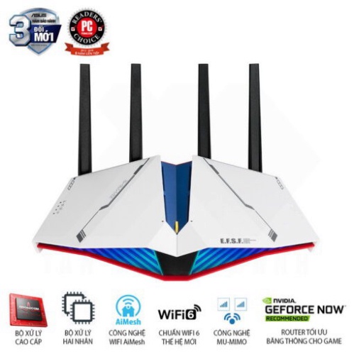 Router Wifi ASUS AURA RGB RT-AX82U GUNDAM EDITION Hai Băng Tần, Chuẩn AX5400 (Chuyên Cho Game Di Động) - Hàng Chính Hãng